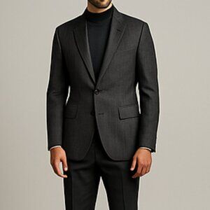 Burberry London Wool Pinstripe Blazer Charcoal Grey, Classic Suit Jacket
